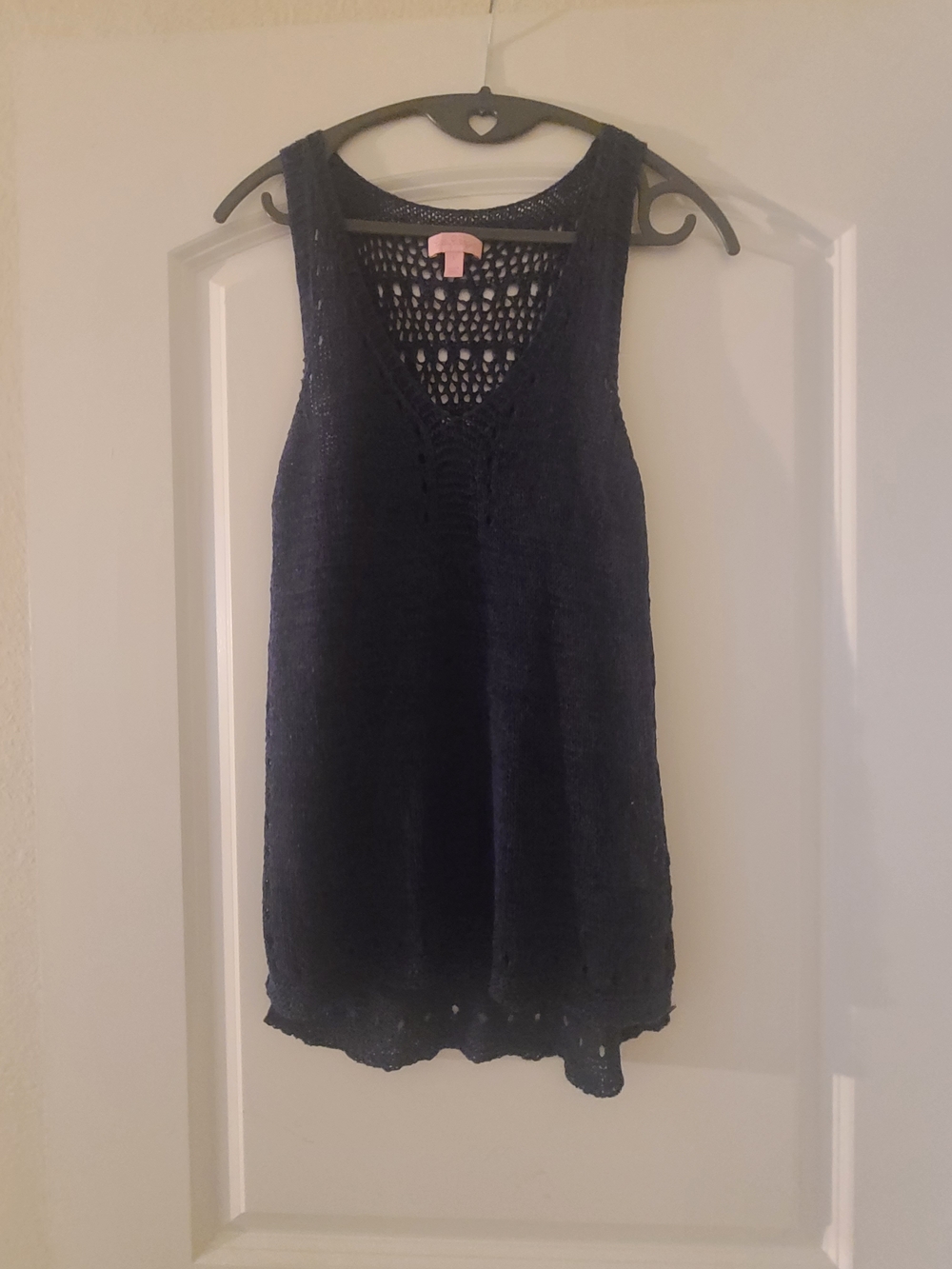 Lilly Pulitzer Navy Open Crochet Knit Vest